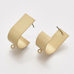 Accessoires de clous d'oreilles en fer, avec épingles et boucle en acier, couleur or mat, 25x10mm, Trou: 1.2mm, pin: 0.7 mm