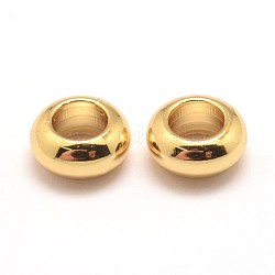 Brass Beads, Large Hole Beads, Cadmium Free & Nickel Free & Lead Free, Rondelle, Golden, 7x3.5mm, Hole: 4mm