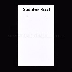 Carta di carta esposizione dell'orecchino, rettangolo, bianco, 110x65x0.45mm, Foro: 1.6 mm