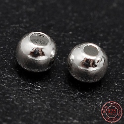 925 Sterling Silber Perlen, nahtlose runde Perlen, Silber, 3.5 mm, Bohrung: 1.2 mm