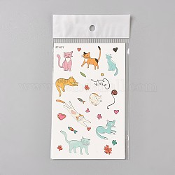 Removable Kitten Temporary Tattoos, Water Proof, Cartoon  Paper Stickers, Cat, Colorful, 120~121.5x75mm
