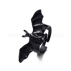 Halloween Themed Alloy Bat Adjustable Ring for Woman, Electrophoresis Black, US Size 8 1/2(18.5mm)