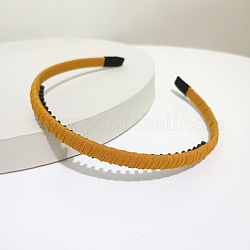 Accessoires pour cheveux accessoires de bande de cheveux en plastique uni, avec un tissu recouvert et des dents, verge d'or noir, 140x120mm