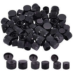 Benecreat 60 個 3 サイズブラックフリップトップキャップ  ディスペンシングリブ付きスナップクロージャ スクイズボトル用交換キャップ 化粧品サンプルボトル  首径 0.7/0.8/1 インチ) ネジの種類 410