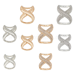 DICOSMETIC 8Pcs 8 Styles 8-shaped Zinc Alloy Buckles with Rhinestone Buckles, for Bag Buckle Accessories Makings, Mixed Color, 26~30x32.5~38x16~19mm, Hole: 16.5~19x9~10mm, 1pc/style