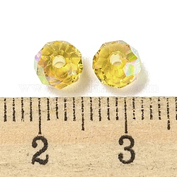 Perles en verre electroplate, rondelle, or, 6x4mm, Trou: 1.4mm, 100 pcs /sachet 