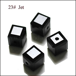 Имитация австрийских кристаллов, класс AAA, граненые, кубические, чёрные, 5~5.5x5~5.5x5~5.5 мм (размер в пределах диапазона ошибок 0.5~1 мм), отверстие : 0.7~0.9 мм