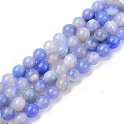 Perles de sardoine naturel brins, teints et chauffée, ronde, bleuet, 8mm, Trou: 1mm, Environ 48 pcs/chapelet, 14.96 pouce (38 cm)