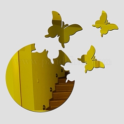 アクリル自己接着家具フィルム  鏡壁ステッカーの装飾用  蝶  ゴールド  50~215x65~183x1mm  2個/セット