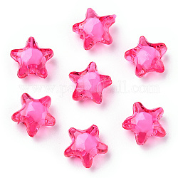 Transparente Acryl Perlen, Perle in Perlen, Stern, tief rosa, 12x11x8 mm, Bohrung: 2 mm, ca. 1200 Stk. / 500 g