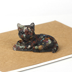 Украшения для кошек из натуральных драгоценных камней, статуэтка из смолы с блестками, украшение для дома, украшение для дома по фэн-шуй, 80x50x50 мм