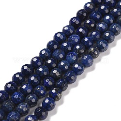 Naturales lapis lazuli teñidos abalorios hebras, facetas (128 facetas), redondo, 6mm, agujero: 1 mm, aproximamente 62 pcs / cadena, 14.84'' (37.7 cm)