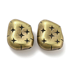 Ccb Kunststoff-Perlen, Nuggets mit Sternmuster, Antik Bronze, 27x22x11 mm, Bohrung: 2.5 mm