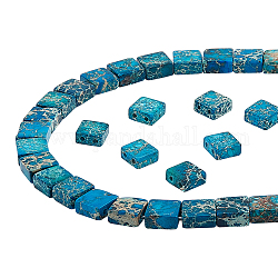 Arricraft 1 Strang gesprungene blaue imperiale Jaspisperlen, Natürlicher quadratischer Stein, lose Perlen, 2 Loch, undurchsichtige Tila-Perlen für Armband, Halskette, Ohrringe, Schmuckherstellung (Dodger Blue)
