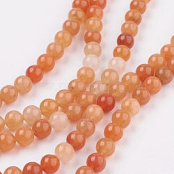 Chapelets de perles en aventurine rouge naturelle, ronde, 6mm, Trou: 0.8mm, 15~16 pouce