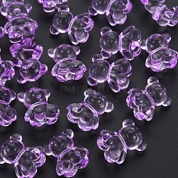 透明なアクリルビーズ  トップドリルビーズ  クマ  青紫色  18.5x15.5x11mm  約320個/500g