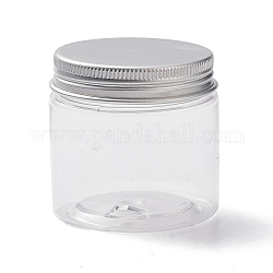 (defekter Restposten: mit zerkratztem Deckel) transparente Plastikdosen, nachfüllbarer Kosmetikbehälter, mit Aluminium-Deckel, Kolumne, Transparent, 4.95x4.9 cm, Kapazität: 60 ml (2.03 fl. oz)