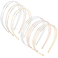 SUPERFINDINGS 2 Style Elastic Metal Hairband 137-138x119mm Metal Thin Double Headbands 3 Colors Row Wire Headband Wire Frame Hair Bands Hair Bands Clasps for Women Wedding Hair