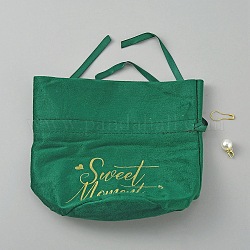 Joyería de terciopelo bolsos de mano, con charm, bolsa de regalo de fiesta de boda con palabra estampada en oro momento dulce, verde, desplegar: 14x15cm