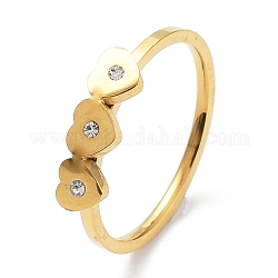 Ионное покрытие (IP) 304 кольцо в форме сердца из нержавеющей стали с фианитом, золотые, размер США 7 (17.3 мм)