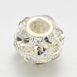 Versilberte Messingqualität Rhinelle Perlen aus Messing, Kristall, 14x12 mm, Bohrung: 5 mm