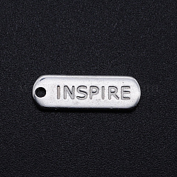 Pendentifs en 201 acier inoxydable, pendentifs à message inspirant, ovale avec le mot inspirer, couleur inoxydable, 17.5x6x1mm, Trou: 1.2mm