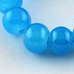 Стеклянные бусины, имитация нефрита , окрашеные, круглые, голубой, 4 мм, отверстие : 1.1~1.3 мм, около 200 шт / нитка, 31.4 дюйм