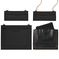 Wadorn 2 pièces 2 styles inserts d'organisateur de sac en feutre de laine, avec anneaux en D en alliage, pour les accessoires de sac d'enveloppe, rectangle, noir, 9~17.8x17~21x0.2 cm, Trou: 9x13~14mm, 1pc / style
