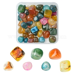 50pcs perles d'agate naturelle, pas de trous / non percés, pierre roulée, gemmes de remplissage de vase, teints et chauffée, pépites, 6~13mm