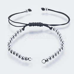 Fabrication de bracelet en fil de nylon, avec les accessoires en laiton, platine, 5 pouce (128 mm) ~ 5-1/4 pouces (132 mm), Trou: 2.5mm