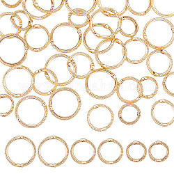 SUNNYCLUE 1 Box 60Pcs Bead Frames Real 14K Gold Plated Brass Double Hole Bead Round Frames Fit 6mm 8mm 10mm Beads Connector Circle Bead Frames for Jewelry Making Beading Kit DIY Earrings Supplies