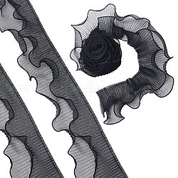 Ruban plissé en polyester 5 couches de 2 mètre, accessoires de vêtements, noir, 3-1/2 pouce (90 mm)