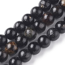 Perles naturelles biotite brins, ronde, noir, 6mm, Trou: 0.8mm, Environ 68 pcs/chapelet, 16.06 pouce (40.8 cm)