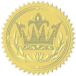 34 foglio di adesivi autoadesivi in lamina d'oro in rilievo, adesivo decorativo con medaglia a punto rotondo per sigillo di busta, corona, 165x211mm, 12pcs / scheda