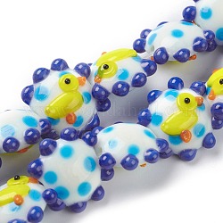 Handmade Lampwork Beads, Flower, Duck, Bumpy, White, 21x19x10mm, Hole: 2mm, about 20pcs/strand, 12.60''(32cm)
