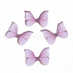 Two Tone Polyester Fabric Wings Crafts Decoration, for DIY Jewelry Crafts Earring Necklace Hair Clip Decoration, Butterfly Wing, Pearl Pink, 11x14mm