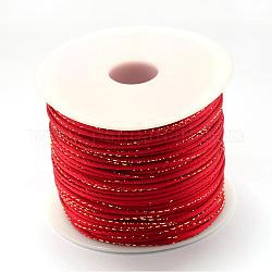 Metallic Fleck Perlen Schnur Schnüre, Nylon-Maus-Heckschnur, rot, 1.5 mm, ungefähr 100 Yards / Rolle (300 Fuß / Rolle)