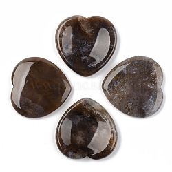 Pierre de souci en agate indienne naturelle, pierres de paume de poche, pour guérir le soulagement du stress reiki, forme de coeur, 39~40x39~40x5~6mm