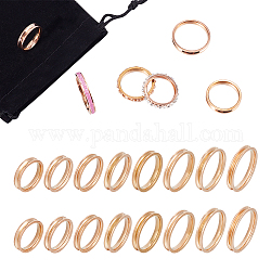 Unicraftale 16pz 8 impostazioni dell'anello scanalato in acciaio al titanio, anello del nucleo vuoto, per la realizzazione di gioielli con anello di intarsio, oro roso, diametro interno: 16.3~23.2mm, slot: 2 mm, 2pcs / size