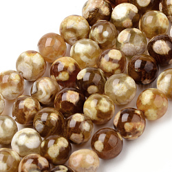 Naturelles feu crépitent agate perles brins, teints et chauffée, ronde, 8~8.5mm, Trou: 1mm, Environ 47 pcs/chapelet, 15.5 pouce