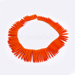 Synthetische türkisfarbene, abgestufte Spike-Perlenstränge, Stoßzahn Form, orange, 20~49x4.5~5 mm, Bohrung: 1.2 mm, ca. 99 Stk. / Strang, 16.9~17.7 Zoll (43~45 cm)