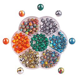 280 pièces 7 couleurs de perles de malachite synthétiques, teinte, ronde, couleur mixte, 6mm, Trou: 0.5~1mm, 40 pcs / couleur