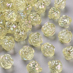Perles en acrylique transparente, couleur ab , fleur, jaune, 11.5x11.5mm, Trou: 1.8mm, environ 780 pcs/500 g