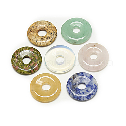 Pendentifs en pierre naturelle & synthétique mixte, disque de donut / pi, 25x4mm, largeur du beignet: 9.3 mm, Trou: 6.5mm