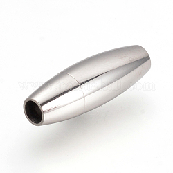304 chiusura magnetica in acciaio inossidabile con estremità incollate, riso, colore acciaio inossidabile, 20.5x7mm, Foro: 3 mm