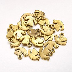 Alloy Charms, Cadmium Free & Lead Free, Dove of Peace, Antique Golden, 16x13x1.5mm, Hole: 2mm