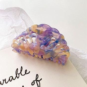 酢酸セルロース（樹脂）爪ヘアクリップ  女性の女の子のためのシェル形状のバレッタ  紫色のメディア  83x39mm OHAR-PW0003-034F