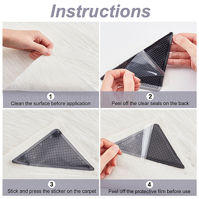 4/8Pcs Home Floor Carpet Mat Grippers Non-Slip Rug Rubber Pad Triangle  Fixed Sticker Reusable