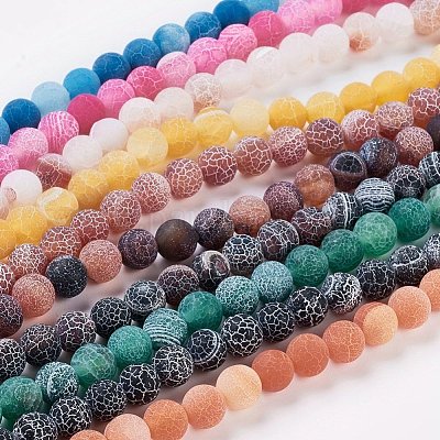 Chapelets de perles en agate naturelle craquelée&nbsp;G-G055-8mm-M-1