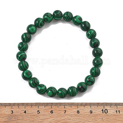 Braccialetti elasticizzati con perline sintetiche di malachite (tinta).&nbsp;BJEW-K212-B-031-1